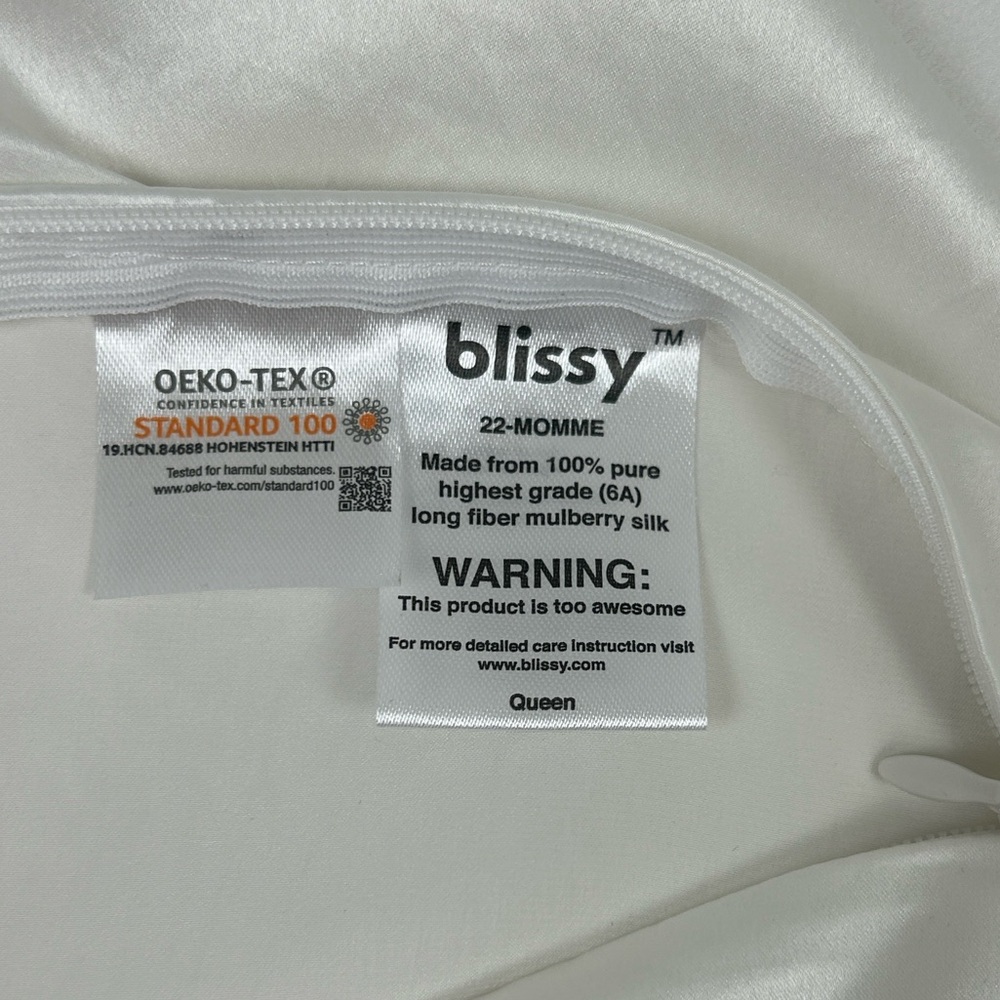 Blissy 100% Mulberry Silk Queen Pillowcase White - Picture 7 of 8